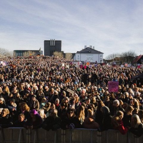 Frá Kvennaverkfallinu 2023, stærsta útifundi Íslandssögunnar